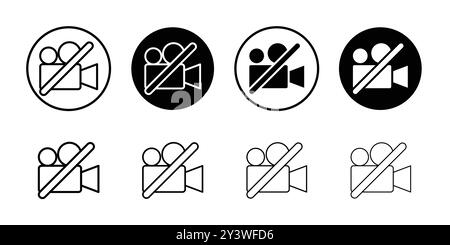 Video off icon logo sign vector outline in black and white color Stock Vector