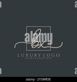 BX Initial handwriting logo design Stock Vector