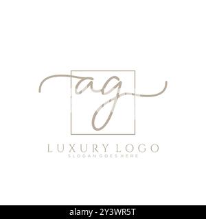 AG Initial handwriting logo design Stock Vector