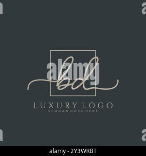 BD Initial handwriting logo design Stock Vector