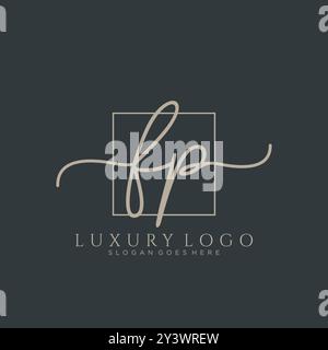 FP Initial handwriting logo design Stock Vector