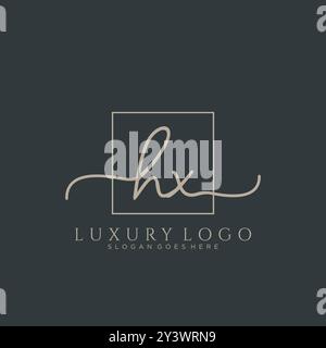 HX Initial handwriting logo design Stock Vector