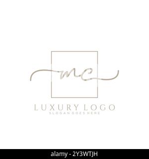 MC Initial handwriting logo design Stock Vector