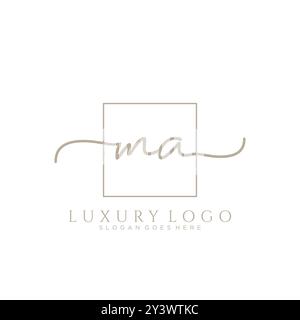 MA Initial handwriting logo design Stock Vector