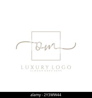 OM Initial handwriting logo design Stock Vector