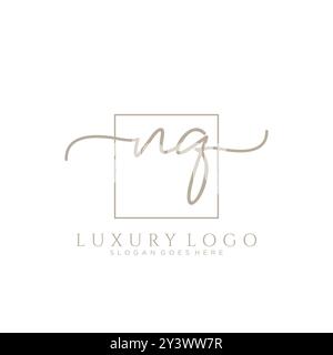 NQ Initial handwriting logo design Stock Vector