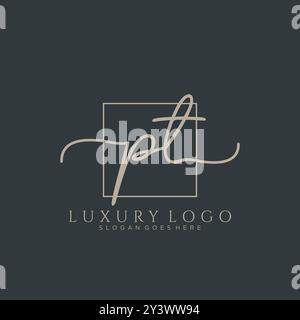 PT Initial handwriting logo design Template. Stock Vector