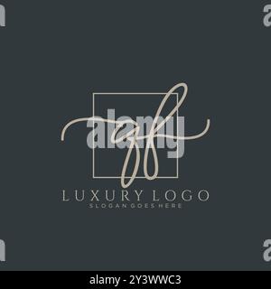 QF Initial handwriting logo design Stock Vector