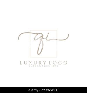 QI Initial handwriting logo design Stock Vector