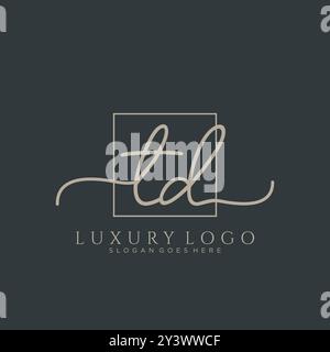 TD Initial handwriting logo design Stock Vector