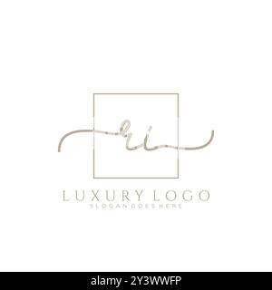 RI Initial handwriting logo design Stock Vector