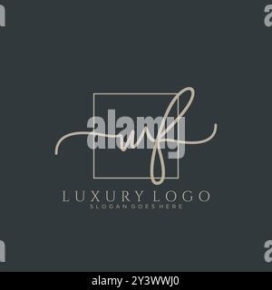 WF Initial handwriting logo design Stock Vector