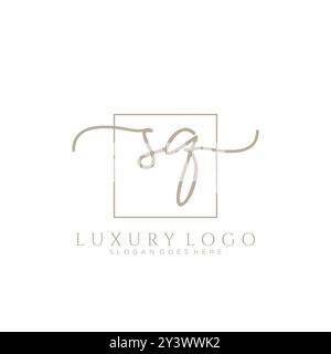 SQ Initial handwriting logo design Stock Vector