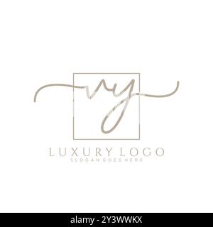 VY Initial handwriting logo design Stock Vector