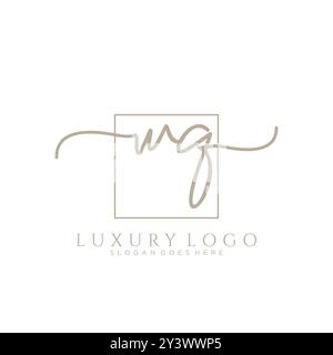 WQ Initial handwriting logo design Stock Vector