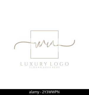 WU Initial handwriting logo design Stock Vector