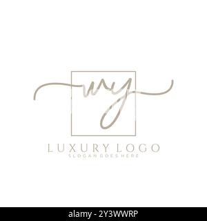 WY Initial handwriting logo design Stock Vector