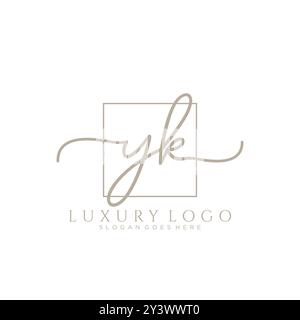 YK Initial handwriting logo design Stock Vector