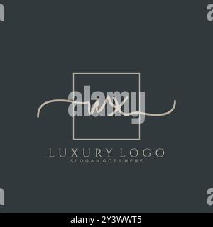 WX Initial handwriting logo design Stock Vector
