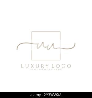 UU Initial handwriting logo design Stock Vector