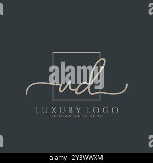 UD Initial handwriting logo design Stock Vector