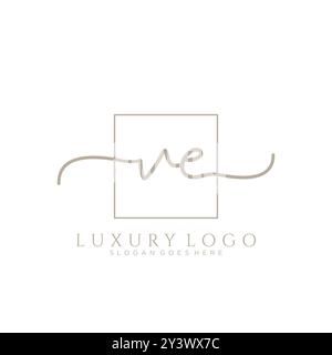 VE Initial handwriting logo design Stock Vector
