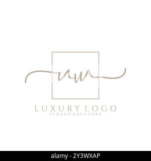 UW Initial handwriting logo design Stock Vector