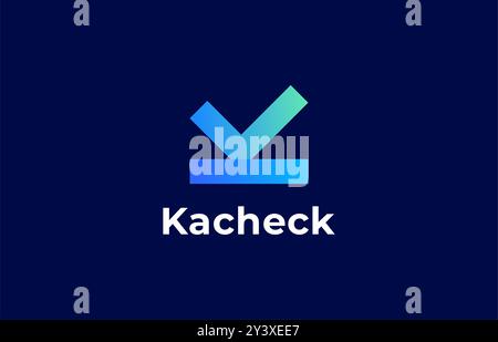 Logo Check Letter K, Technology, apps, minimalist. Editable file Stock Vector