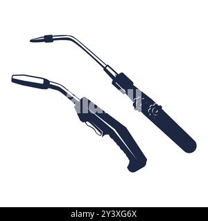Vintage Retro Acetylene and Electric Argon Welding Torch Handle for Welding Industry Illustration Vector Stock Vector