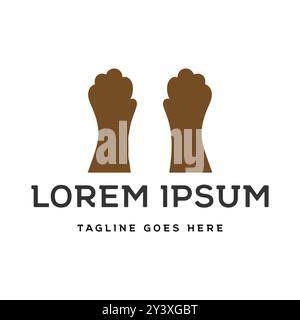 Cute Adorable Cat Dog Hand Arm for Pet Care Clinic Veterinary Salon Icon Logo Design Vector Stock Vector