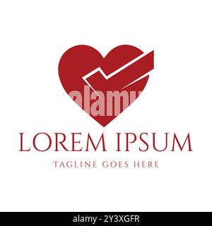 Simple Minimalist Heart Love Check Fix Good Symbol Icon Logo Design Vector Stock Vector