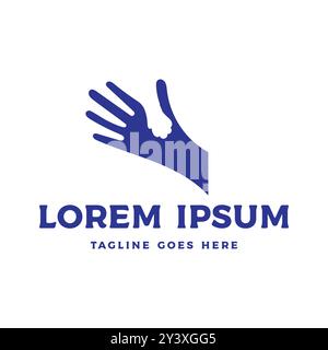 Clever Negative Space Human and Cat Dog Hand Arm for Pet Care Clinic Veterinary Icon Logo Design Vector Stock Vector