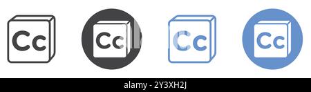 Closed caption icon Vector symbol or sign set collection in black and white outline Stock Vector