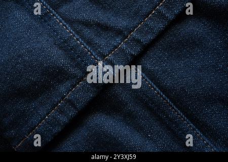 Raw denim with seams texture background Stock Photo
