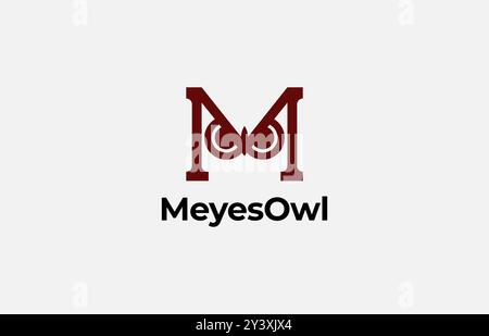 Logo letter M and Owl eye. Simple, Minimalist and Modern. Editable file Stock Vector