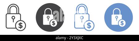 Fixed price icon Vector symbol or sign set collection in black and white outline Stock Vector