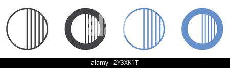 Contrast icon Vector symbol or sign set collection in black and white outline Stock Vector