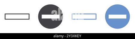 Minus icon Vector symbol or sign set collection in black and white outline Stock Vector