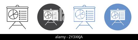 Presentation icon Vector symbol or sign set collection in black and white outline Stock Vector