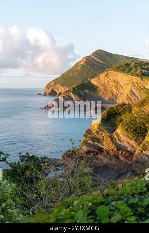 Combe Martin Bay and Hangman Hills, North Devon, UK Stock Photo