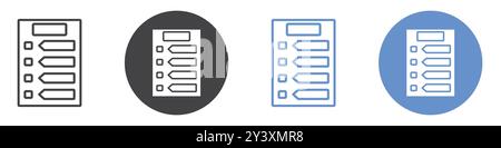 Planning icon Vector symbol or sign set collection in black and white outline Stock Vector
