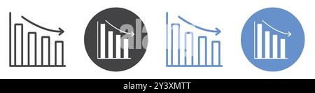 Reduction chart icon Vector symbol or sign set collection in black and white outline Stock Vector