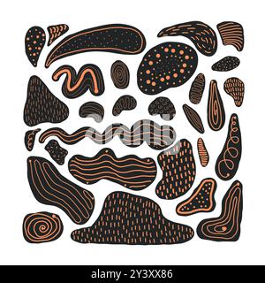 Hand-drawn various abstract, organic shapes set. Vector illustration Stock Vector