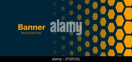 Blue Orange Simple Hexagon Background Banner Stock Vector