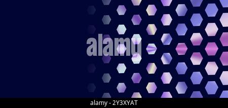 Iridescent Dark Blue Colorful Glossy Abstract Background Banner Stock Vector