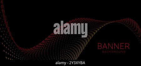 Black Red Abstract Wave Banner Background Stock Vector