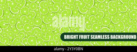 Bright seamless citrus fruit pattern. Repeatable green background with limes. Vibrant summer endless print. Vector illustration Stock Vector