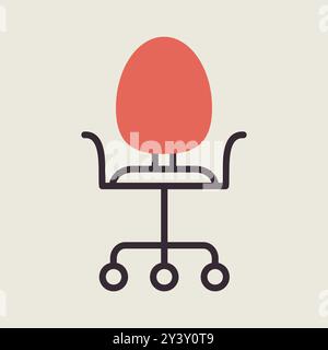 Adjustable rolling chair vector icon. Office chair sign.. Graph symbol for furniture, web site and apps design, logo, app, UI Stock Vector