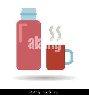 Thermos bottle vector isolated icon. Camping and Hiking sign. Graph symbol for travel and tourism web site and apps design, logo, app, UI Stock Vector