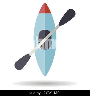 Kayak with paddle vector isolated icon. Camping sign. Graph symbol for travel and tourism web site and apps design, logo, app, UI Stock Vector